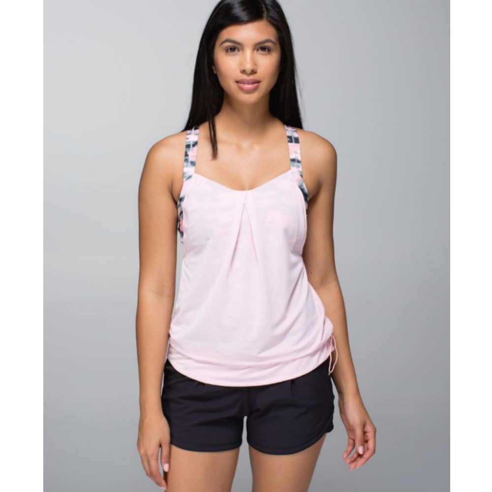 lululemon athletica • rest less tank pink camo